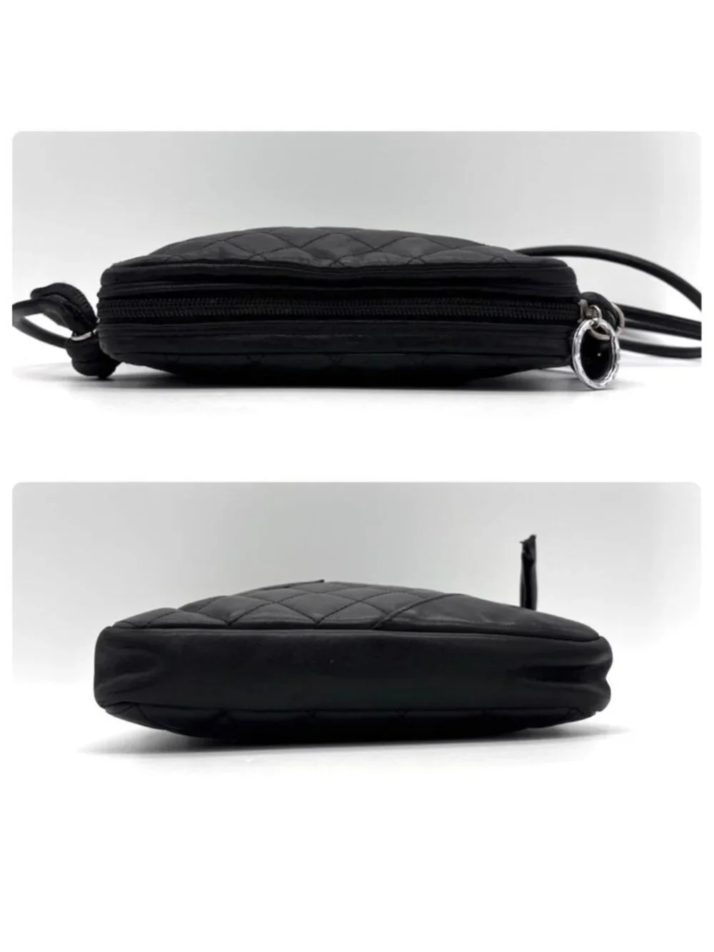 Chanel Cambon Line Leather Pochette Shoulder Bag Black